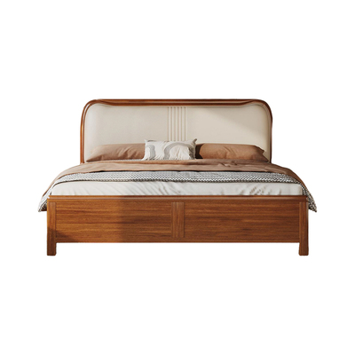 进口胡桃木1.8m全实木床高端主卧1.5m加厚软包床双人婚床现代简约
