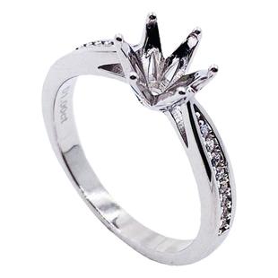 边钻六爪莫桑钻镶嵌戒托闭口925银戒指空托女30分-2克拉钻托银托