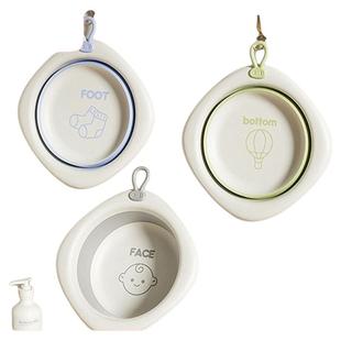 婴儿可折叠洗脸盆新生儿童洗屁股面盆孕妇婴儿宝宝三件套折叠盆