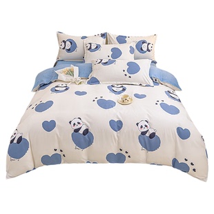 冬季四件套纯棉全棉被套150X180X200宿舍被罩三件套床上用品床笠