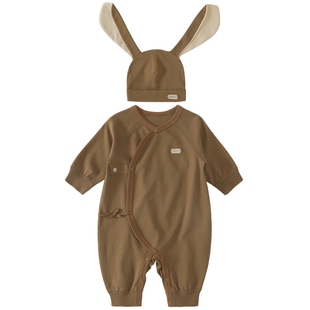 【2件套】婴儿连体衣纯棉a类春秋新生儿哈衣初生儿爬爬服宝宝衣服