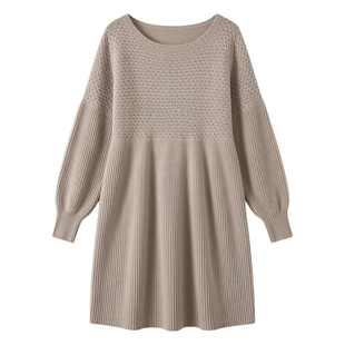 Round neck lantern sleeve dress圆领灯笼袖纯色A字裙摆连衣裙女