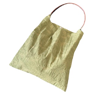 Wfei芽绿蝴蝶提花包牛皮绳腋下包斜挎包文艺复古新中式单肩包布包