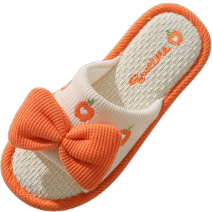 可爱亚麻拖鞋女夏季高端吸汗透气室内家居办公室棉麻布艺无声春秋