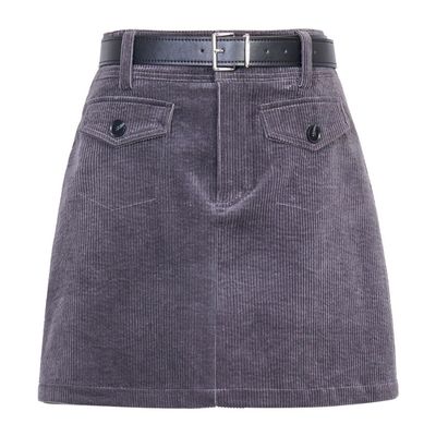 婉甸2026春新品大象灰灯芯绒A版系腰带半身裙通勤短裙1251K05GX2