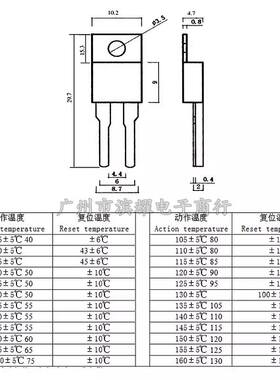 KSD-01F 温控开关JUC-31F 40度-120度 常开H常闭D TO-220温度元件