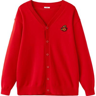 巴拉巴拉童装儿童毛衣男童女童春秋2025新款开衫亲子针红色拜年服