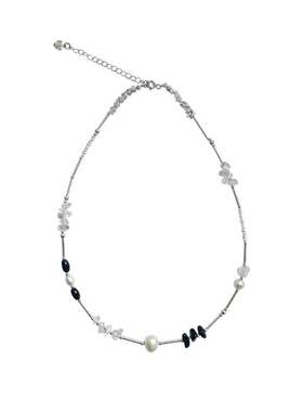 原创黑玛瑙水晶手工串珠项链s925