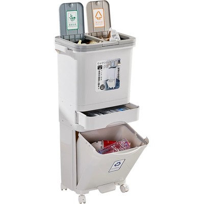 脚踏按压双开式大容量带盖垃圾桶