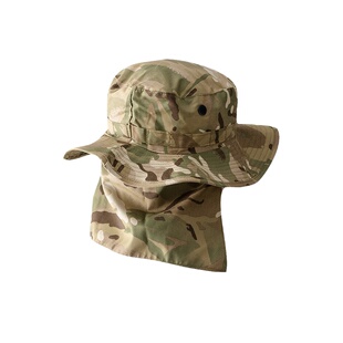 太牛了！英军MTP迷彩奔尼帽/遮阳帽！圆边帽带后帘太阳帽男士帽子