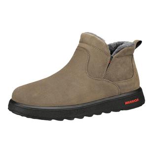 回力雪地靴男款冬季加绒加厚保暖懒人一脚蹬棉鞋皮毛一体劳保棉靴