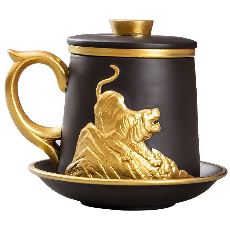 宜兴紫砂杯十二生肖茶杯个人专用杯男大容量带盖泡茶杯定制中秋节