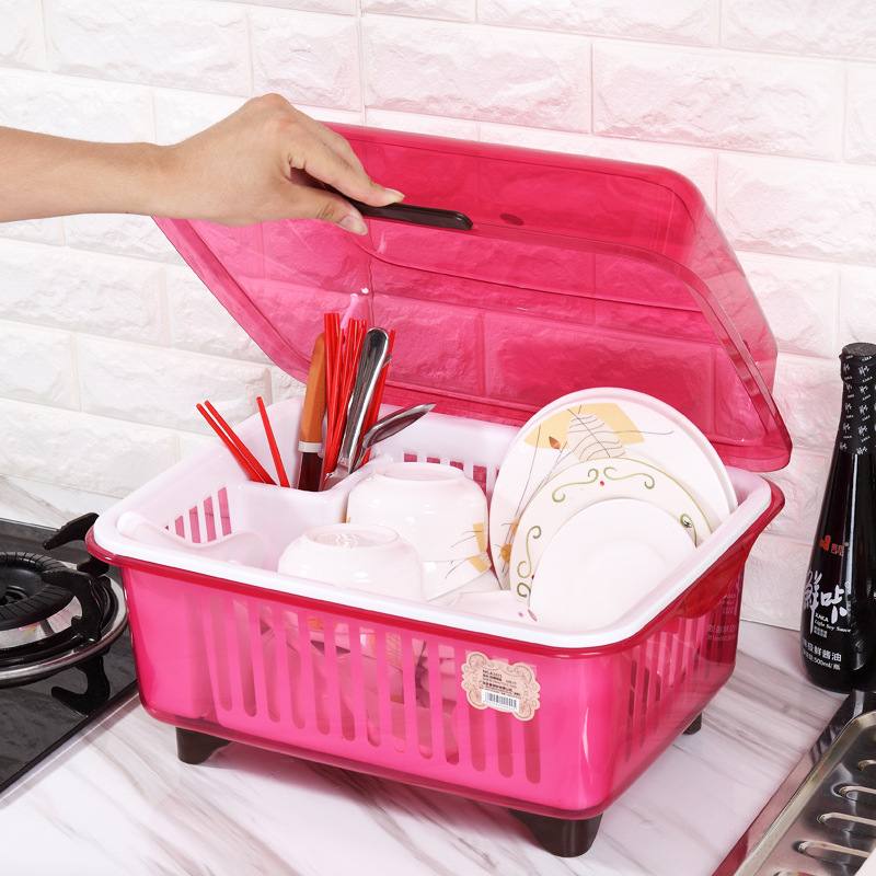 碗柜防尘塑料装碗碟架沥水架餐具碗筷置物架带盖碗碟筷收纳盒碗架