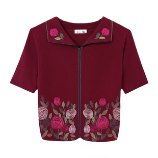 加肥加大妈妈装外衣春秋中老年女外套中袖特大码220斤胖太太服饰