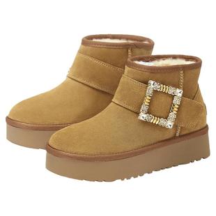 【下拉领券】73hours女鞋冬日亮晶晶冬新款魔术贴厚底钻扣雪地靴