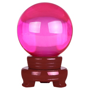 水晶球摆件黄色白绿紫蓝红色透明玻璃球招财大号开业家居装饰摆件