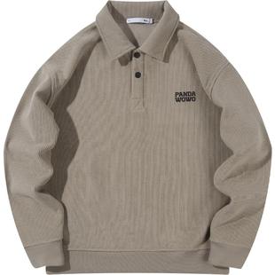 【翻领加绒】HLA/海澜之家panda wowo秋冬新宽松衬衫领厚卫衣男装