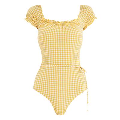 VALTOS方领泡泡纱泳衣女落肩袖