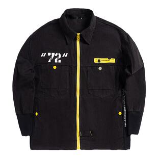 意大利SUBTREND黑色工装外套潮牌印花黑色衬衫陈奕恒同款