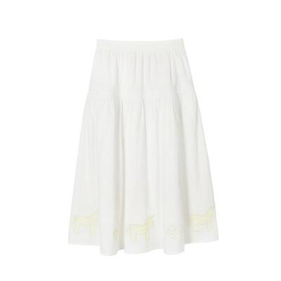 LLANO小马贴布绣半身裙长裙