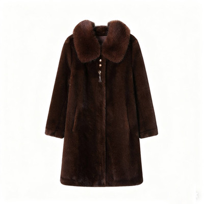 妈妈冬装高档皮毛一体水貂绒大衣