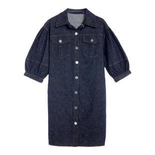 Yifini/易菲直筒H型系带收腰棉麻风衣式连衣裙女春秋新款薄款