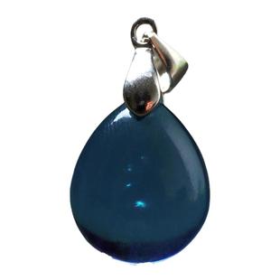 天然蓝色水晶海蓝宝石水滴蛋面吊坠925纯银锁骨项链坠八字五行水