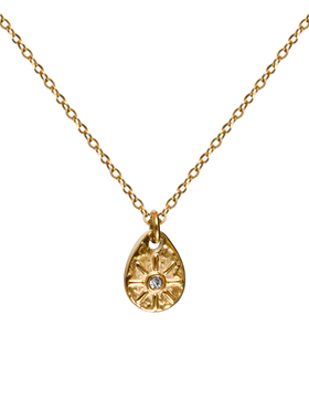 KNA珂娜「金芒朝露」星芒水钻吊坠项链钛钢镀18K金高保色锁骨链女