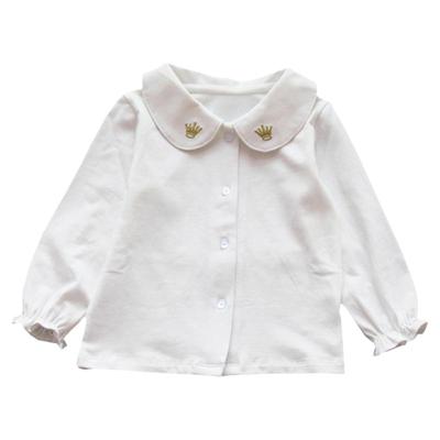 娃娃领秋冬款白色衬衣长袖t恤