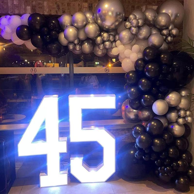 跨境黑白银乳胶气球链哑气球套装组合拱门派对婚礼装饰花环光