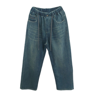 2025末班车冬款男大童青少年学生12-16岁一体绒石磨牛仔直筒裤潮