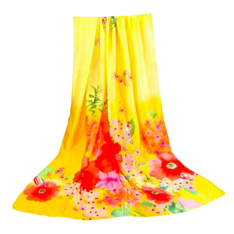 真丝丝巾女百搭围巾桑蚕丝春秋长款防晒纱巾时尚洋气妈妈款披肩薄