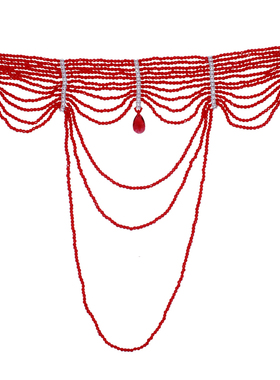 海盗爷秀场同款水晶多层流苏长项链 多色切面水晶链重工洛丽塔