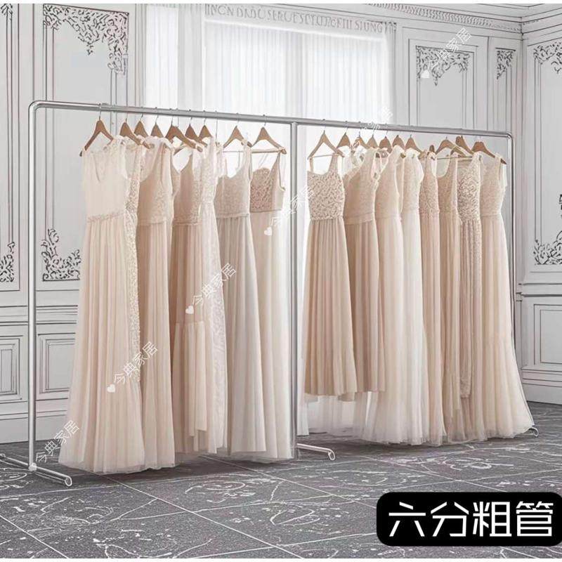 水管晾衣架加粗镀锌组装型衣服架服装展示架地摊阳台落地移动衣架