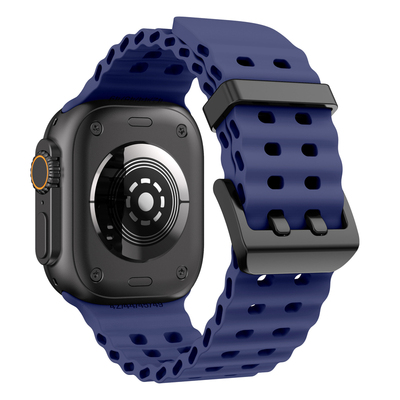适用苹果AppleWatchs11硅胶海洋ultra3/2双排扣透气S10运动se表带
