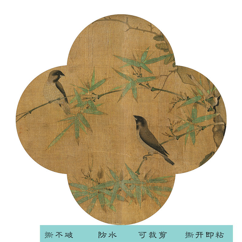 法式复古梅花形中古风装饰画芯客厅卧室背景墙自粘喷绘打印墙贴