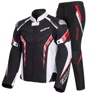 赛羽摩托车骑行服男通勤女机车服套装仿赛防摔骑士赛车服夏季装备