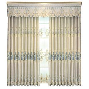 定制2025年新款绣花窗帘遮光客厅卧室欧式高档落地窗纱挂钩式成品