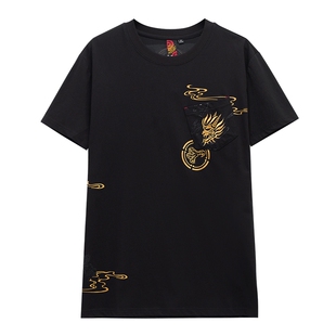 ONIARAI/鬼洗24春夏新大和魂器物玉龙爪男士休闲短T恤 B830147