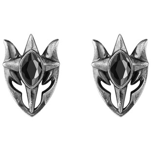 周大福火焰十字架银镶黑玉髓耳钉对称款男士AN7045送礼送男友