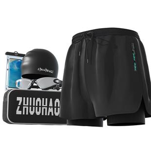 泳裤男防尴尬宽松速干2025新款泳帽泳裤三件套泡温泉游泳装备套装