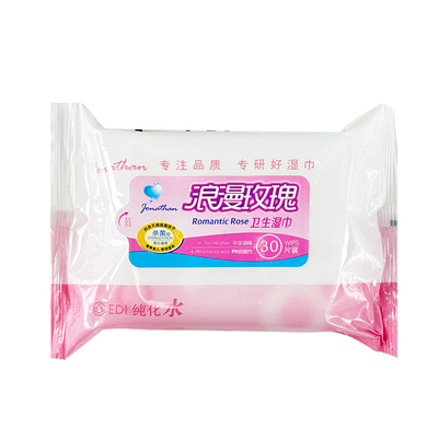 乔纳森卫生湿巾浪漫玫瑰加大加厚30片*10包私护 处理成人湿纸巾