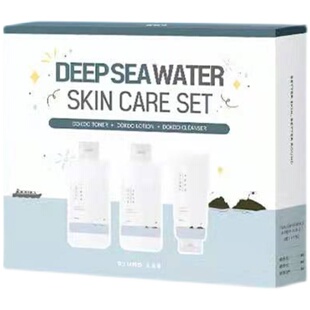 柔恩莱独岛水乳洁面3件套礼盒爽肤水补水,乳液保湿清洁洗面奶套装