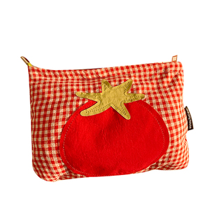 可爱番茄红格子化妆包女便携式大容量外出旅行护肤品收纳袋洗漱包