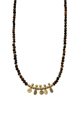 韩国ins虎眼石串珠小片片项链