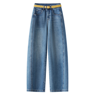 复古蓝弯刀牛仔裤女2026新款春季美式复古宽松阔腿萝卜裤镰刀长裤