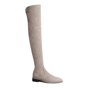 过膝长靴2025年秋冬款长筒显腿长百搭弹力显瘦欧美粗跟绒面靴子女