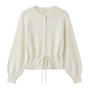 柒量一裁小个子系带收腰毛针织衫毛织上衣绝美巨好看的小上衣3325