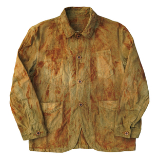 重磅纯棉细帆布手工做旧植物染色铁路工装夹克洋葱皮染草木染外套