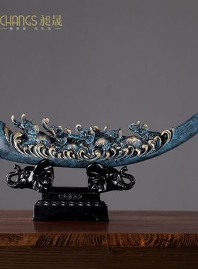 办公室装饰品八马象牙摆件酒柜欧式家居客厅玄关桌面开业乔迁礼物